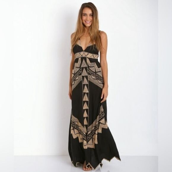 NWOT RARE Jen’s Pirate Booty x Free People Black Embroidered Maxi Dress - Picture 1 of 12